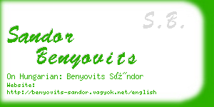 sandor benyovits business card